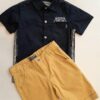 Conjunto para niño, camisa azul Sea Scape, short amarillo