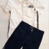 Conjunto para niño, camisa blanca, short azul