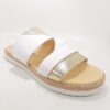 Sandalias, para dama color blanco con oro.